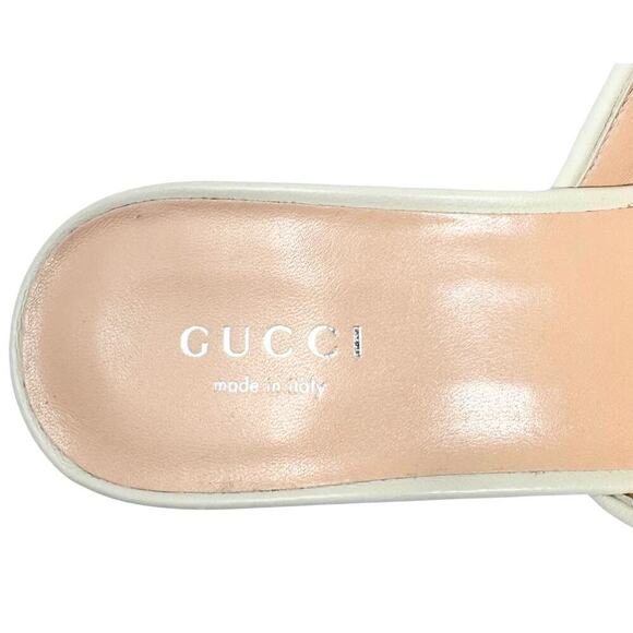 NWT Gucci GG Logo Marmont Platform Heels White Stud Claire Fluted Sandals EU37.5 - Picture 8 of 11
